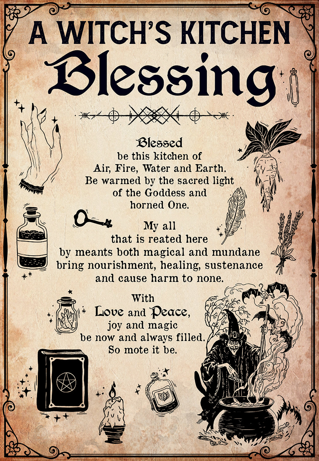 Vintage Halloween A Witch is Kitchen Blessing-MH0308