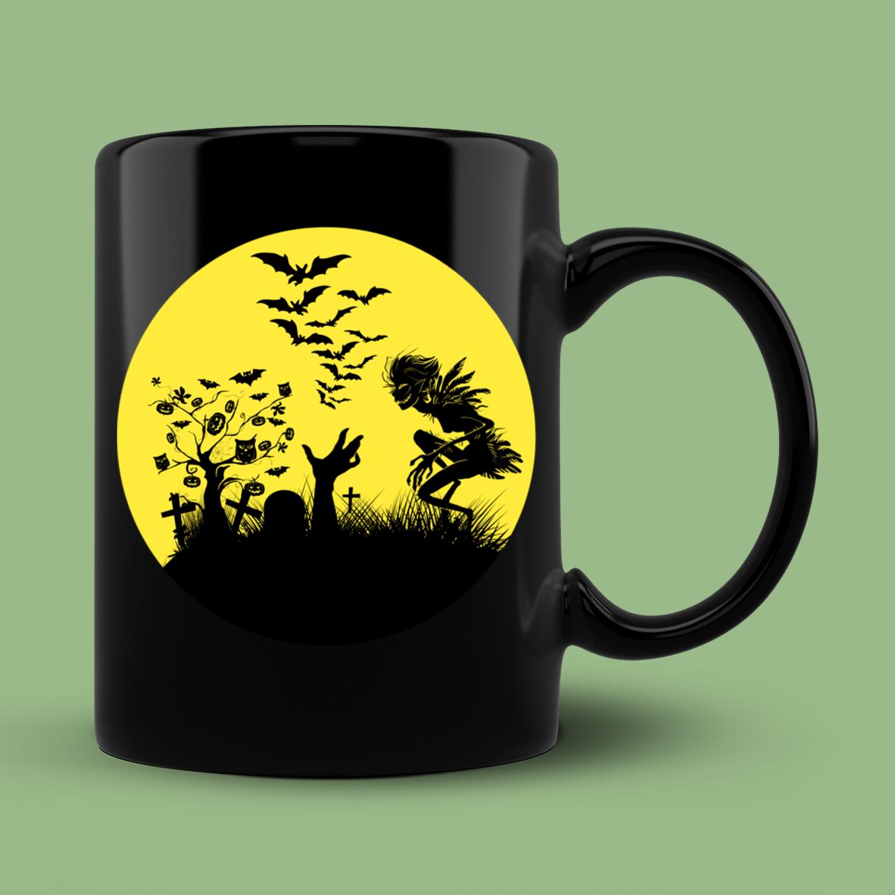Skitongift Spooky Ceramic Novelty Coffee Mug Vintage Pumpkin Scene Halloween Classic Mug