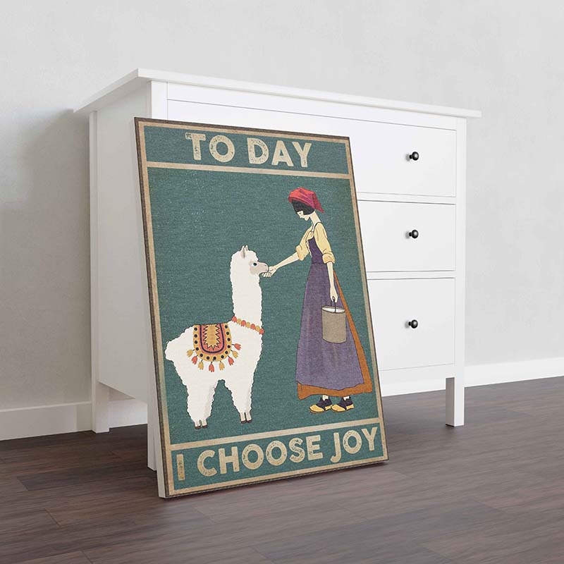 Skitongifts Wall Decoration, Home Decor, Decoration Room Vintage Today I Choose Joy Alpaca On Christmas TT2309