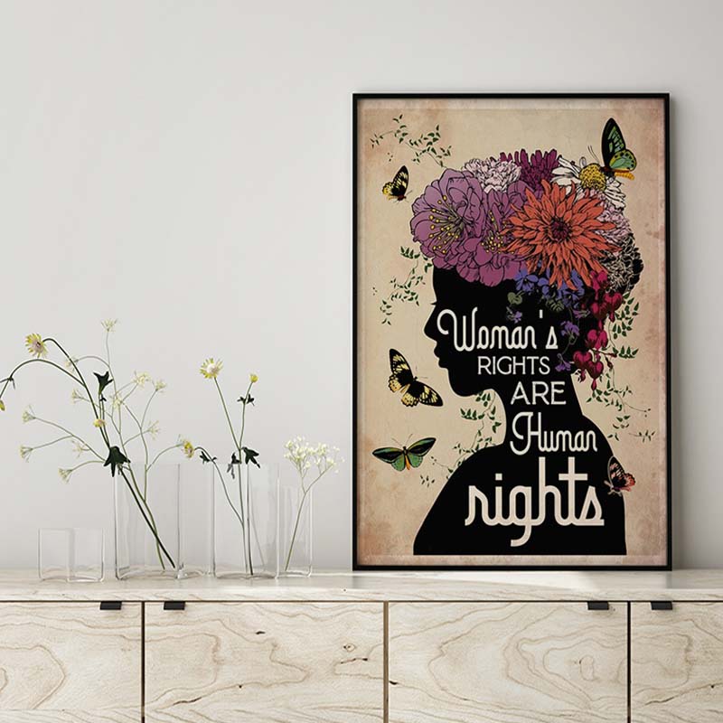Skitongifts Wall Decoration, Home Decor, Decoration Room Vintage Women's Rights are Human Rights-MH2409