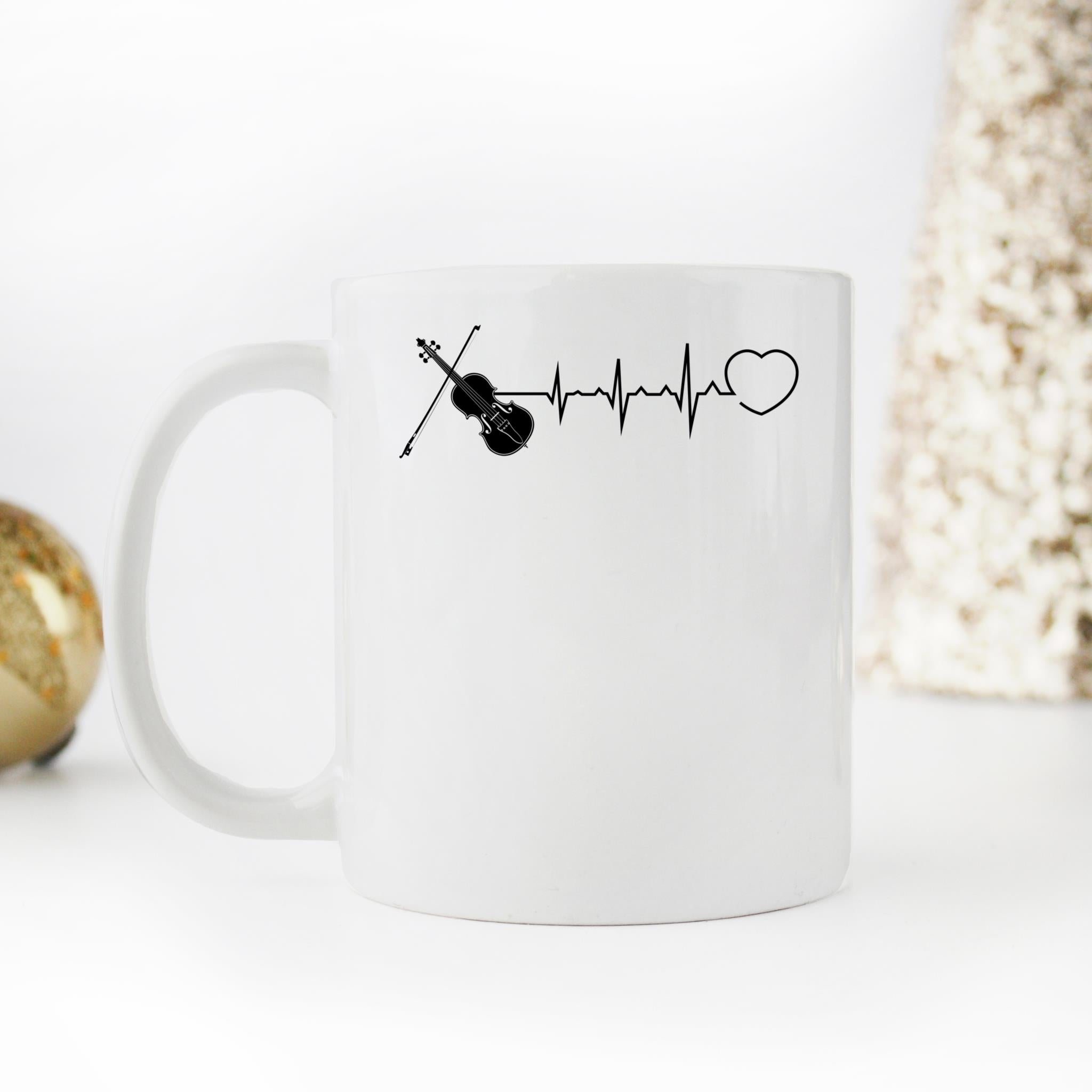 Skitongifts Funny Ceramic Novelty Coffee Mug Violin Heartbeat Nice b7odtKI