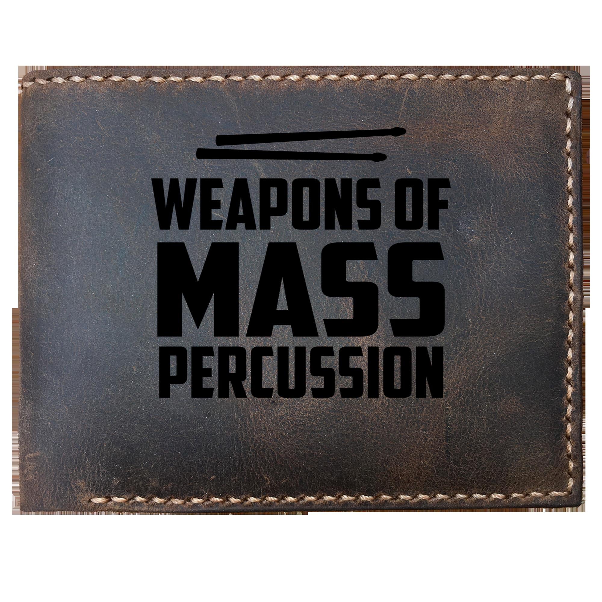 Skitongifts Funny Custom Laser Engraved Bifold Leather Wallet For Men, Weapons Of Mass Percussion