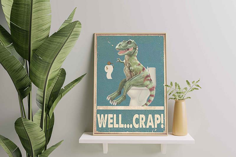 Well Crap Funny Dinosaur T Rex In Toilet TT1309