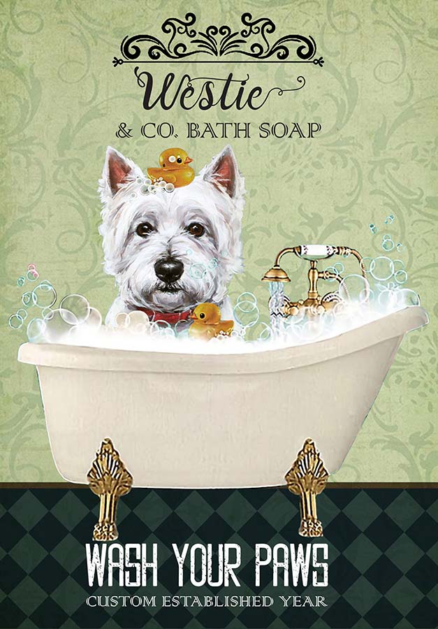Westie Dog In Bathtub Bath Soap Established Wash Your Paws TT0309