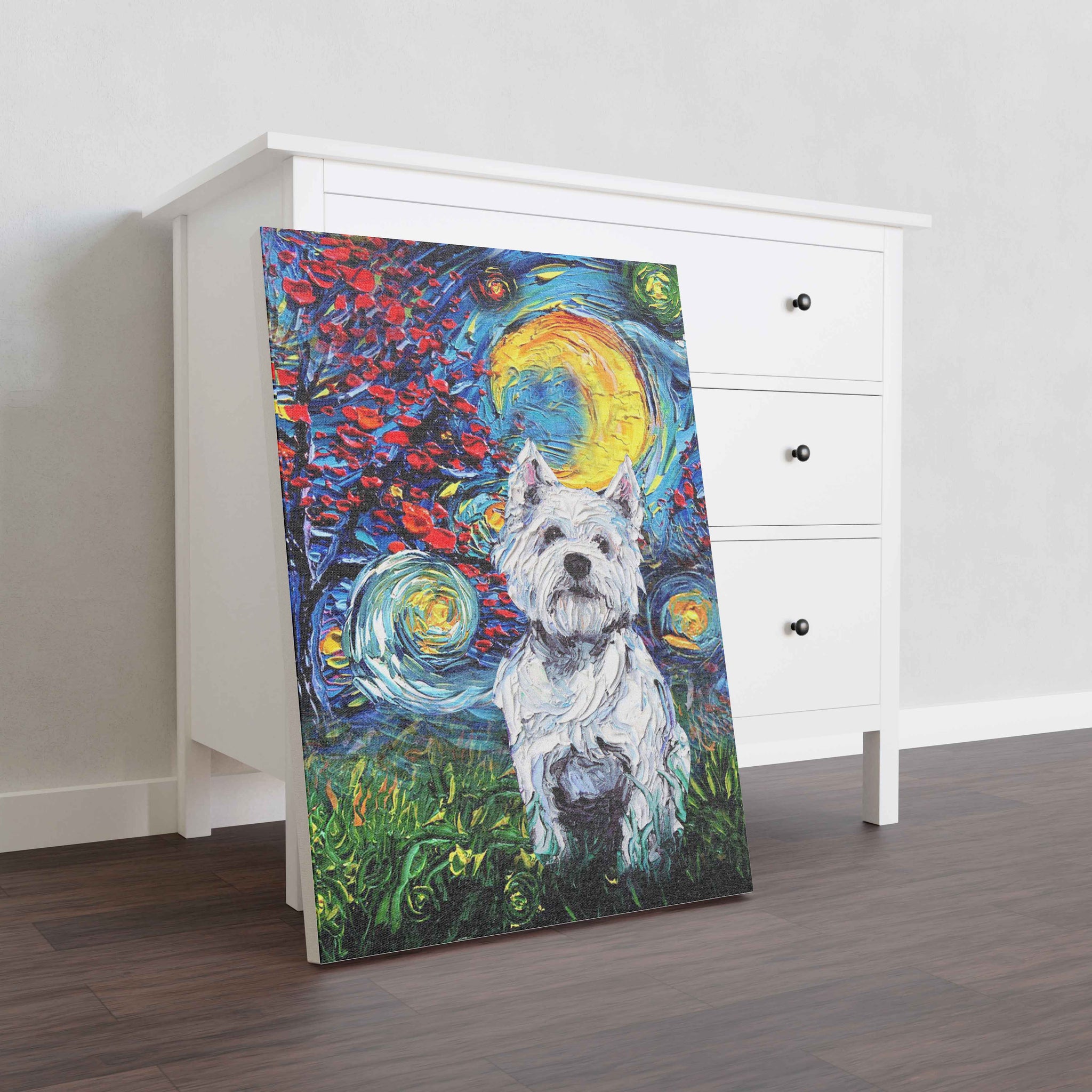 Skitongifts Poster No Frame, Wall Art, Home Decor Westie Dog Starry Night Style Halloween-TT1008