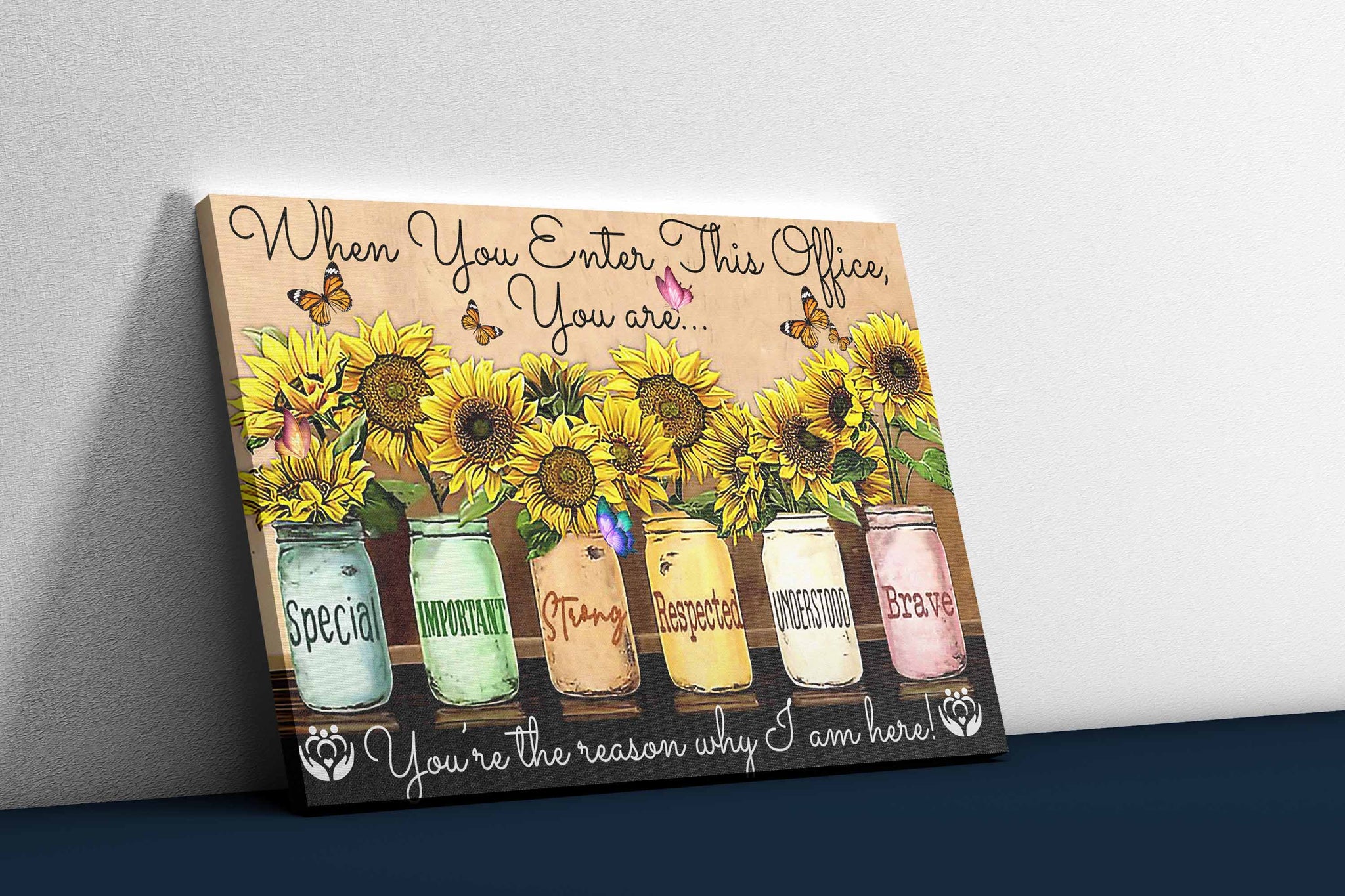 Skitongifts Poster No Frame, When You Enter This Office Workplace Motivation Quote Slogan Sunflower Jars Horizontal, Wall Art, Home Decor