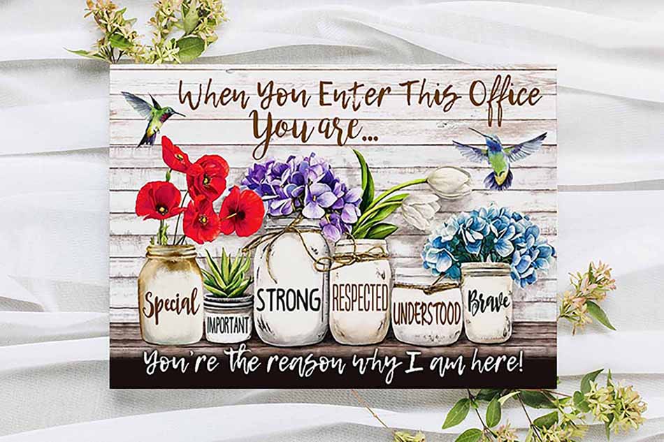 When You Enter This Office Workplace Motivation Quote Slogan Sunflower-MH2308