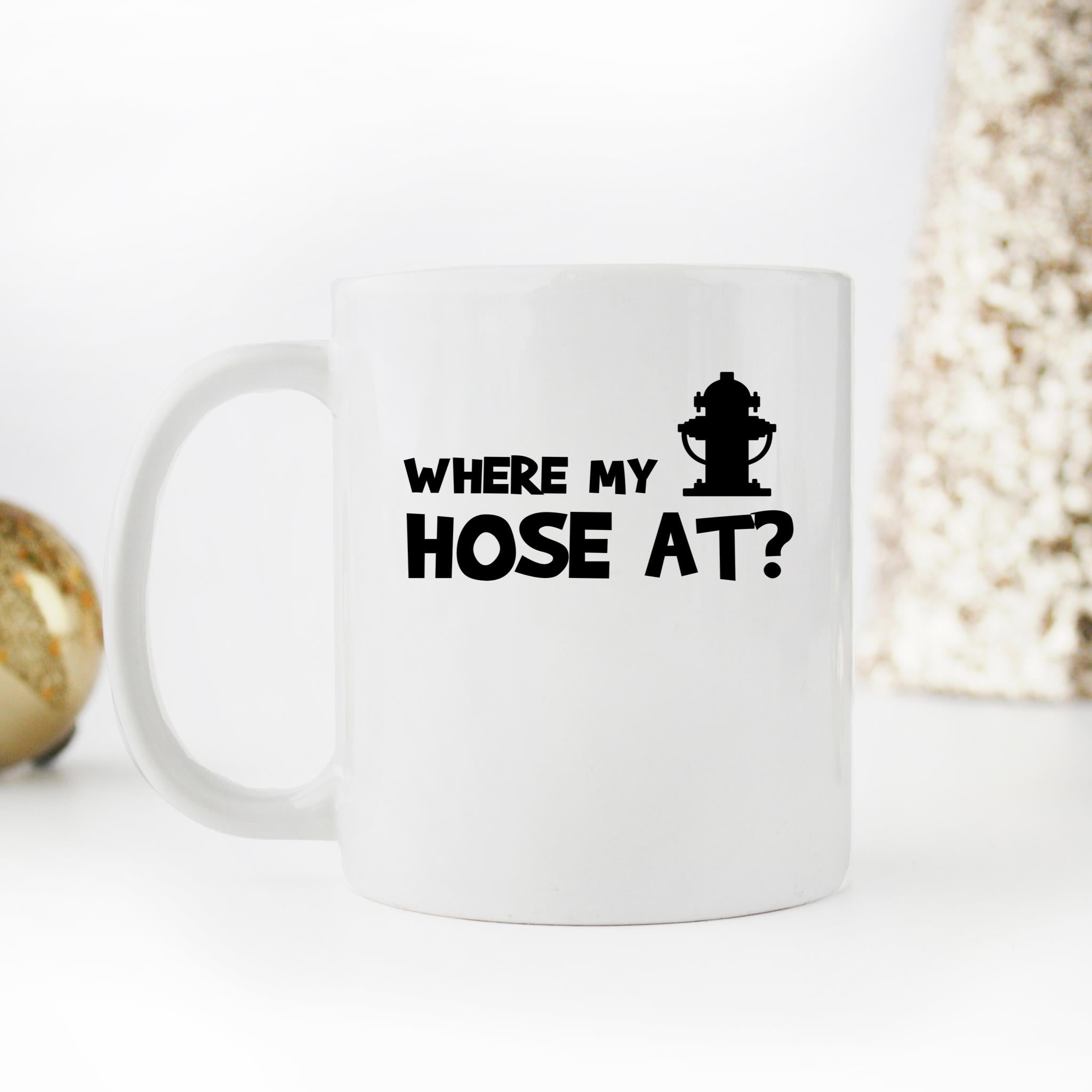 Skitongifts Funny Ceramic Novelty Coffee Mug Where My Hose At Firefighter Fire Hydrant Funny Joke gs78F9M