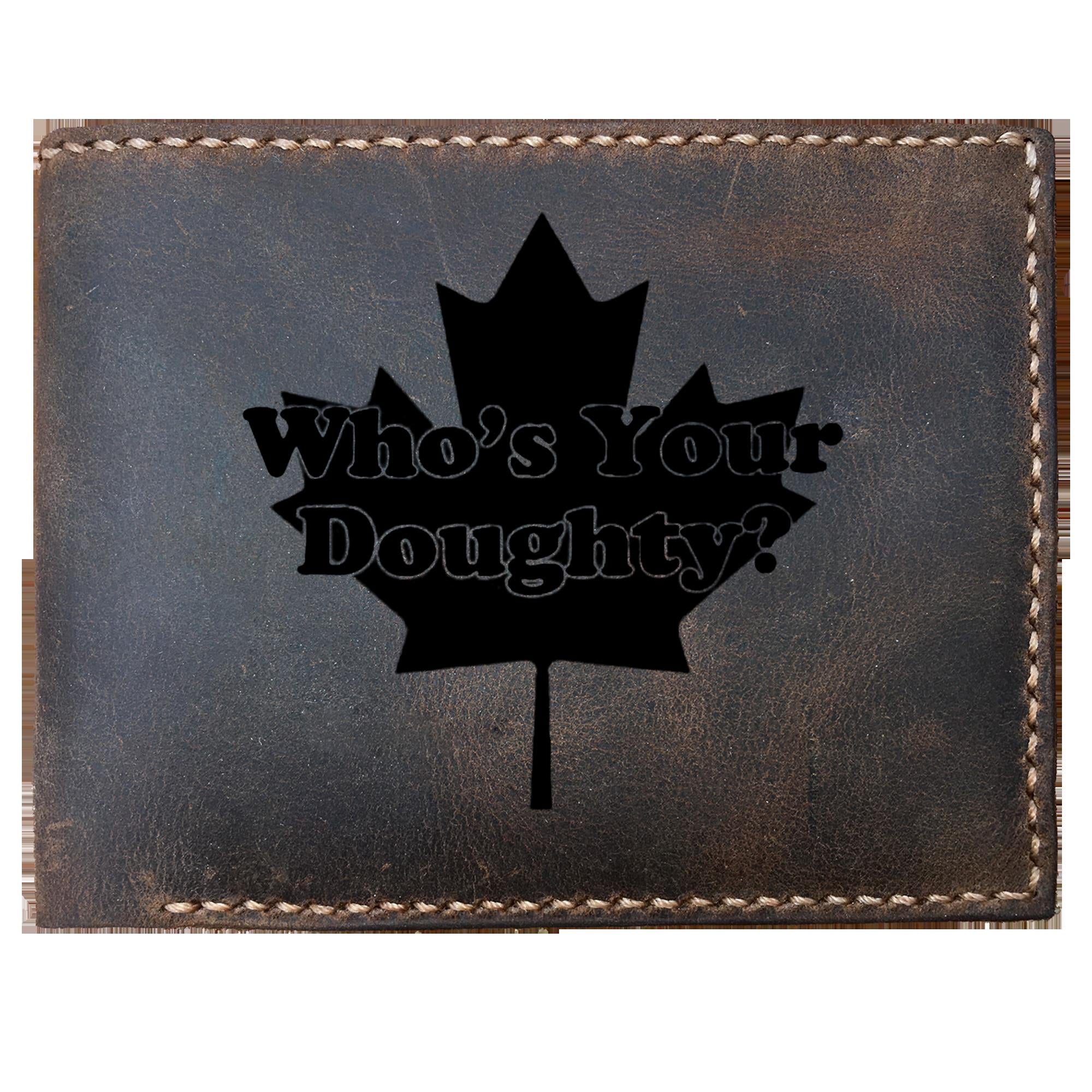 Skitongifts Funny Custom Laser Engraved Bifold Leather Wallet For Men, Whos Your Doughty La Kings Fan Drew Hockey