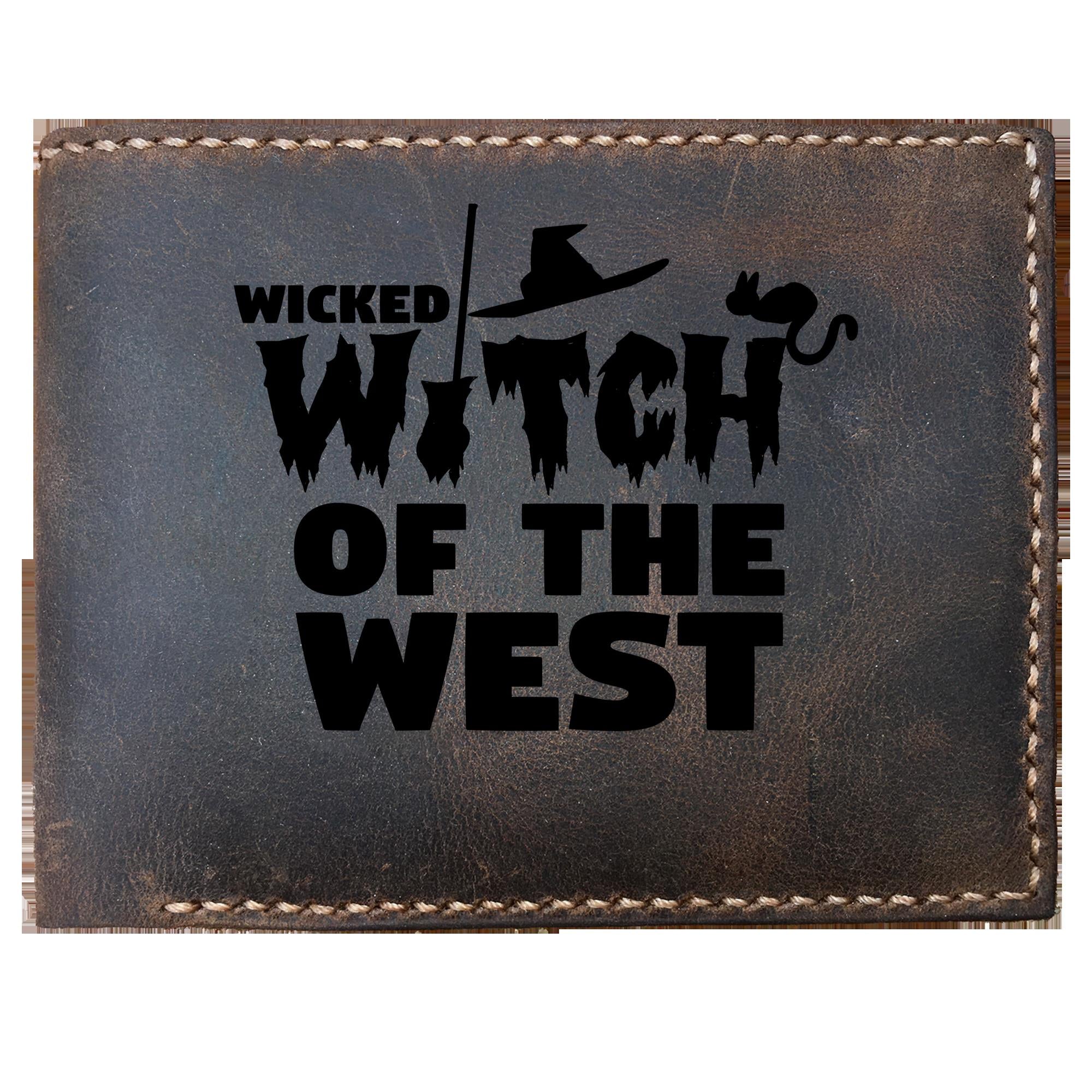 Skitongifts Funny Custom Laser Engraved Bifold Leather Wallet For Men, Wicked Witch Of The West Halloween Costume