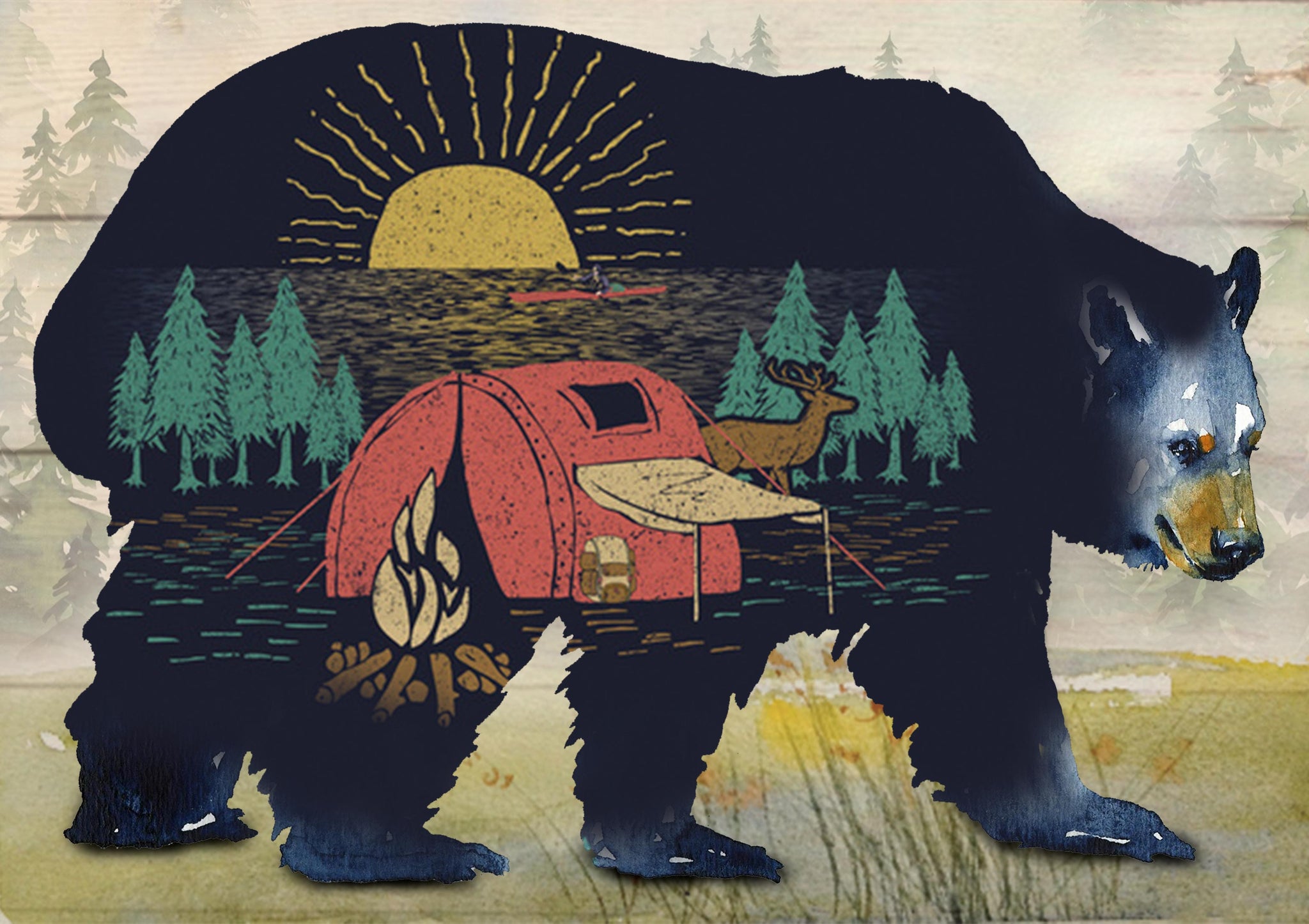 Wilderness Camping Lover Art Print Hiking Trekking Mountains-TT0308