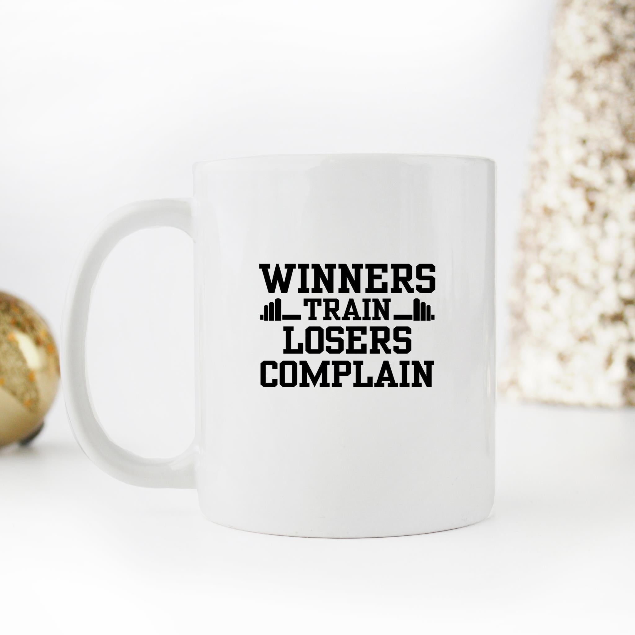 Skitongifts Funny Ceramic Novelty Coffee Mug Winners Train Losers Complain Inspirational Quote DzVywyP