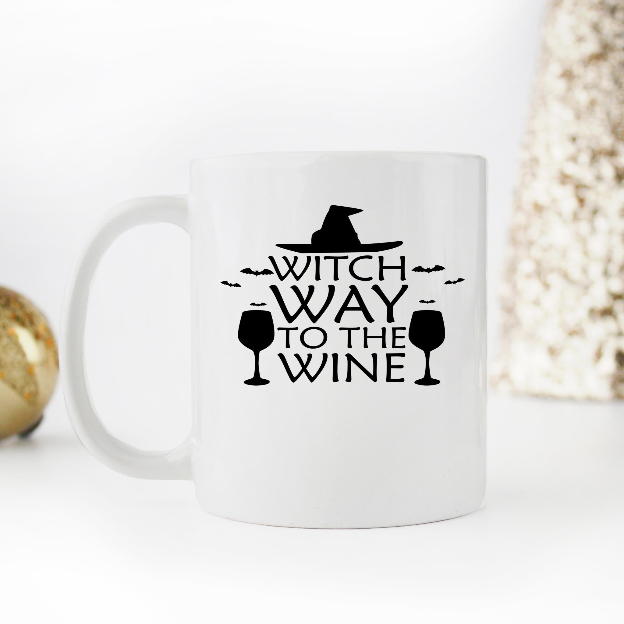 Skitongifts Funny Ceramic Novelty Coffee Mug Witch Way To The Wine Funny Halloween 2 DkRuuy8