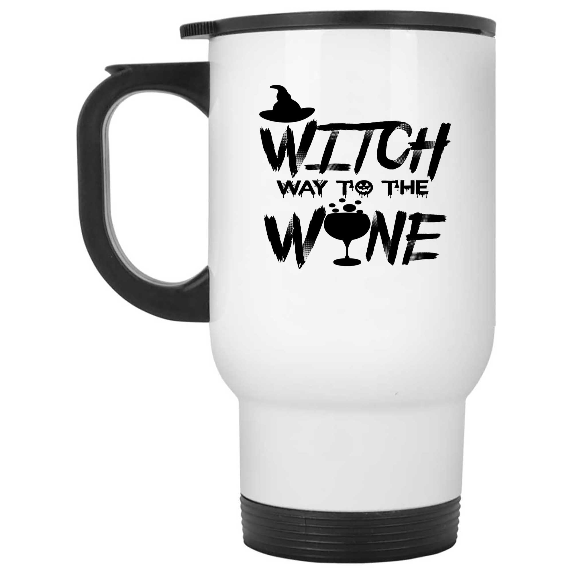 Skitongifts Funny Ceramic Novelty Coffee Mug Witch Way To The Wine Funny Halloween 1WipMj0