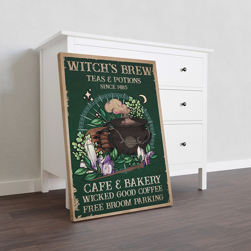 Witch's Brew Teas and Potions Since 1485 Cafe and Bakery Wicked Good Coffee Free Broom Parking