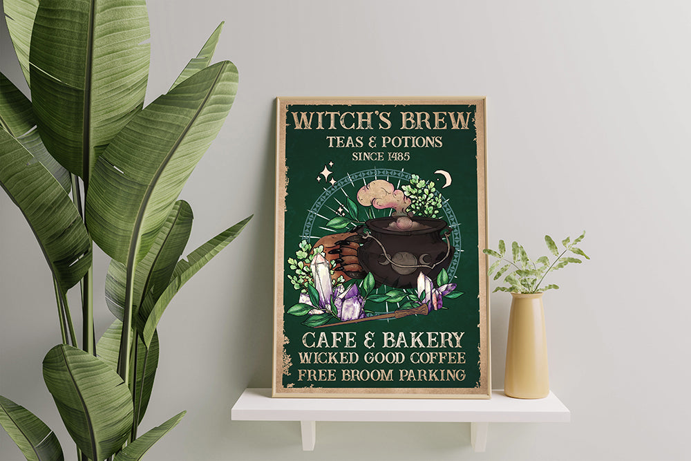 Witch's Brew Teas and Potions Since 1485 Cafe and Bakery Wicked Good Coffee Free Broom Parking