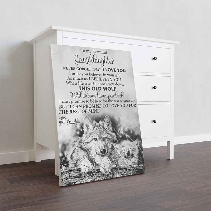 Skitongifts Wall Decoration, Home Decor, Decoration Room Wolf Grandpa To My Beautiful Granddaughter I Love You-TT1102