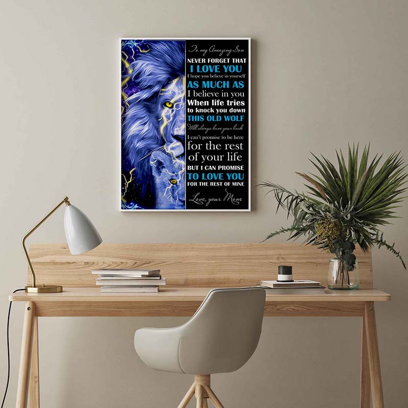 Skitongifts Wall Decoration, Home Decor, Decoration Room Wolf Mom To My Amazing Son Never Forget That I Love You TT1402
