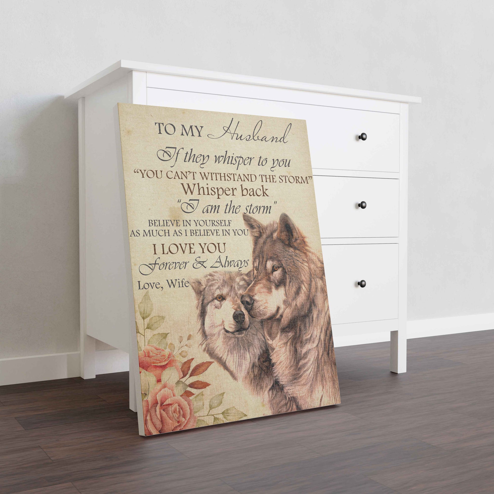 Skitongifts Wall Decoration, Home Decor, Decoration Room Wolf To My Husband I Love You Forever & Always-TT1101