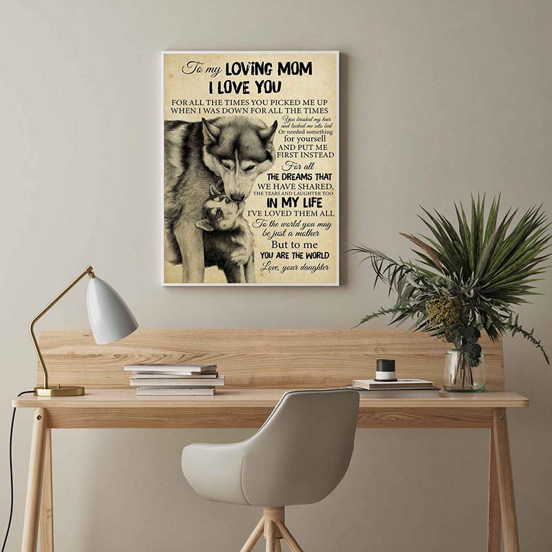 Skitongifts Wall Decoration, Home Decor, Decoration Room Wolf to My Loving Mom for All The Times You are The World-TT3003