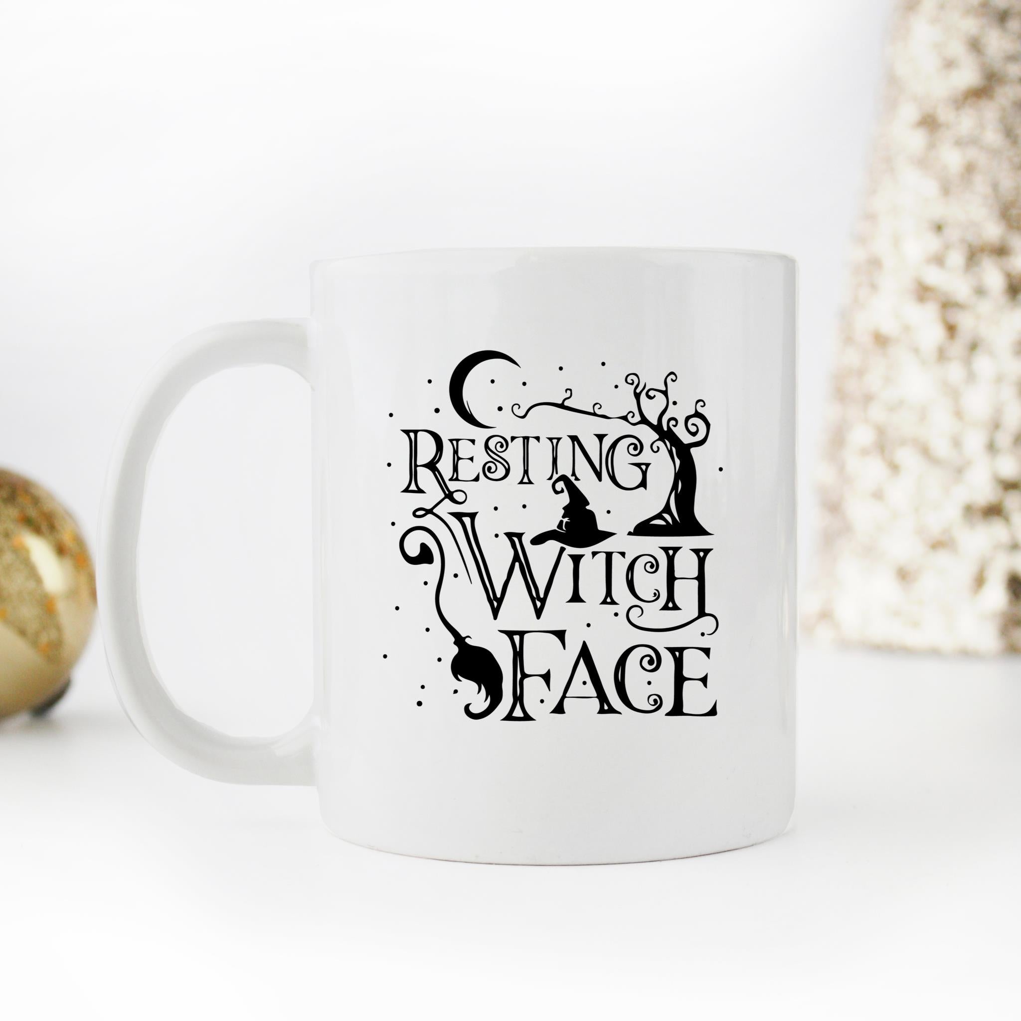 Skitongifts Funny Ceramic Novelty Coffee Mug Women Girls Funny Halloween Resting Witch Face HtiuYES