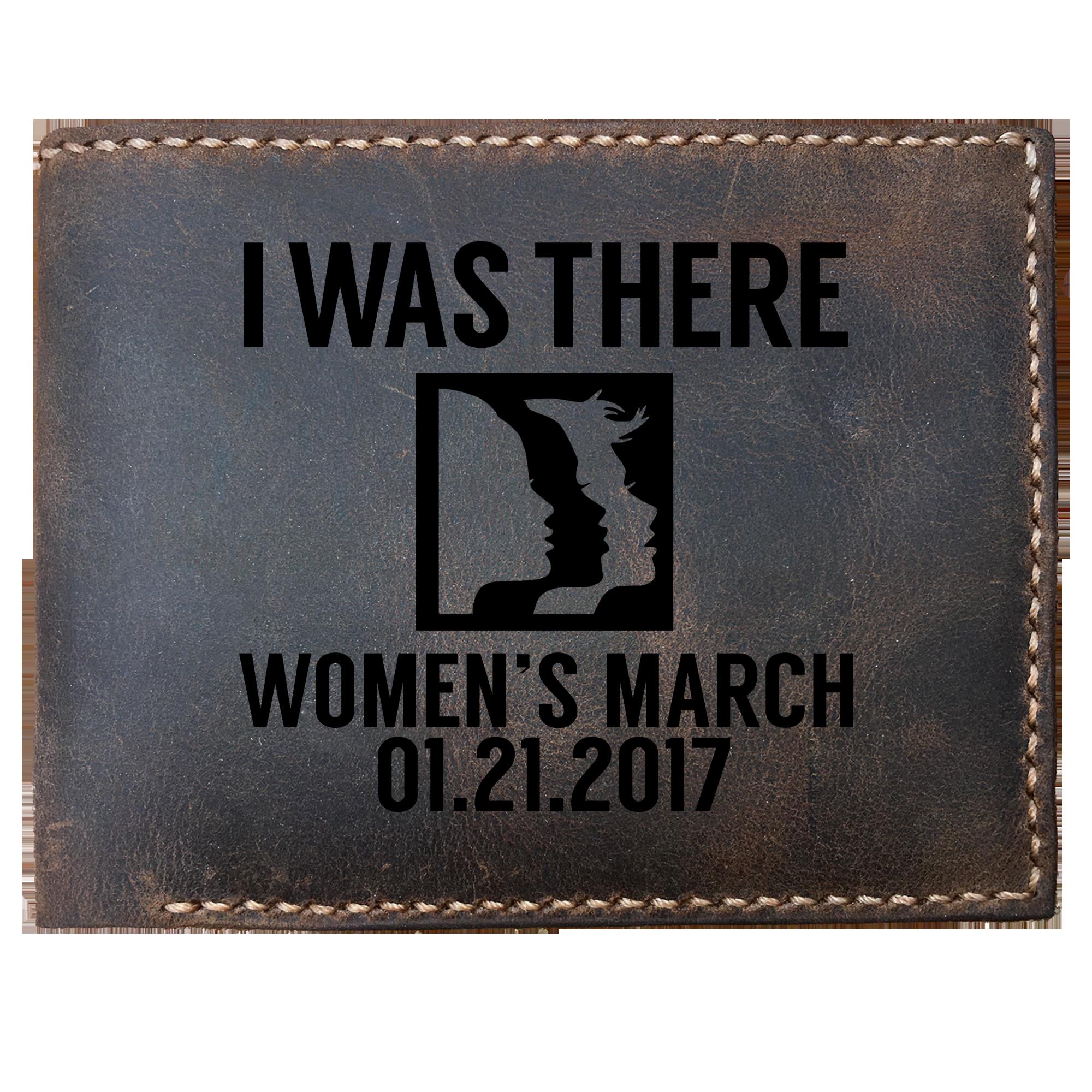 Skitongifts Funny Custom Laser Engraved Bifold Leather Wallet For Men, Women's March On Washington. I Marched