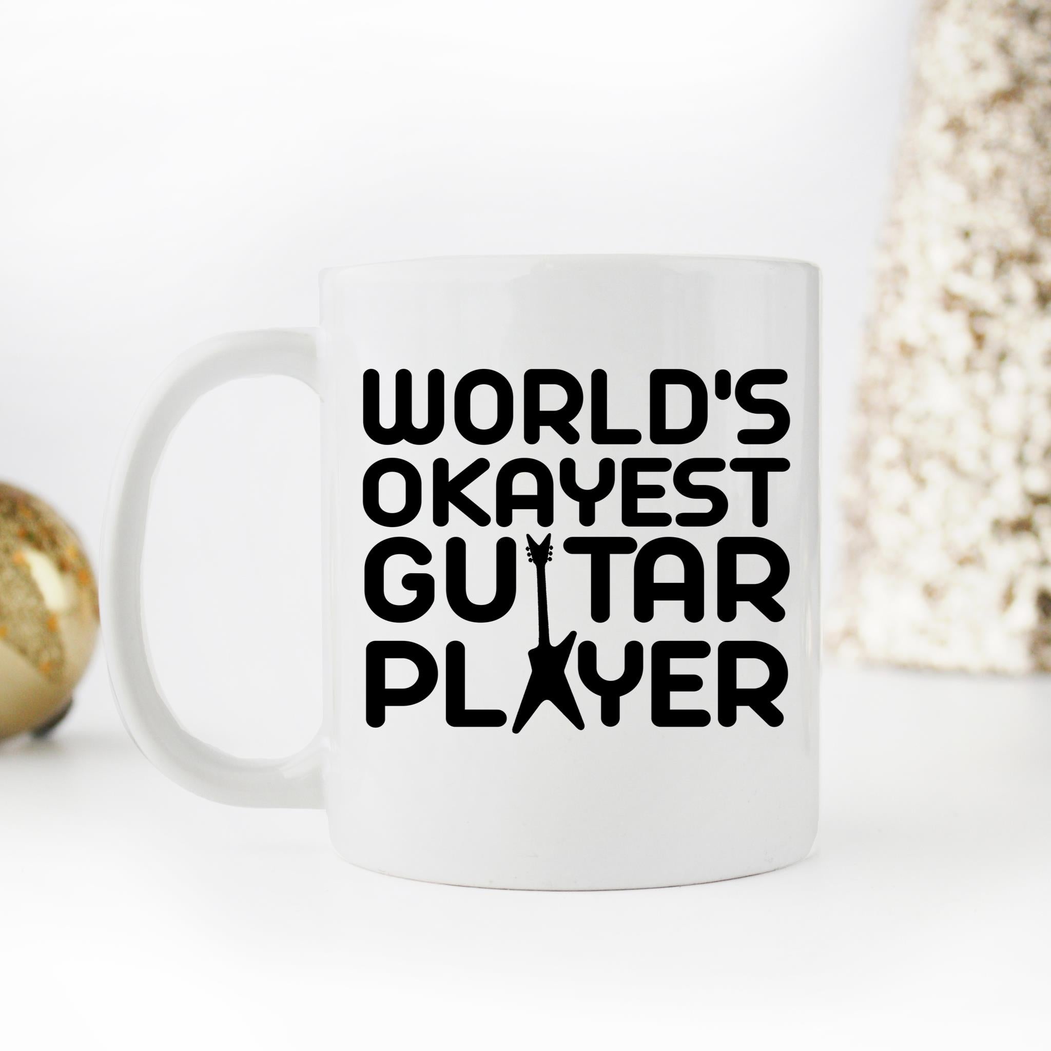 Skitongifts Funny Ceramic Novelty Coffee Mug World's Okayest Guitar Player Funny Guitarist Bass Is Perfect Idea For Dad And Grandpa LMOpaCd