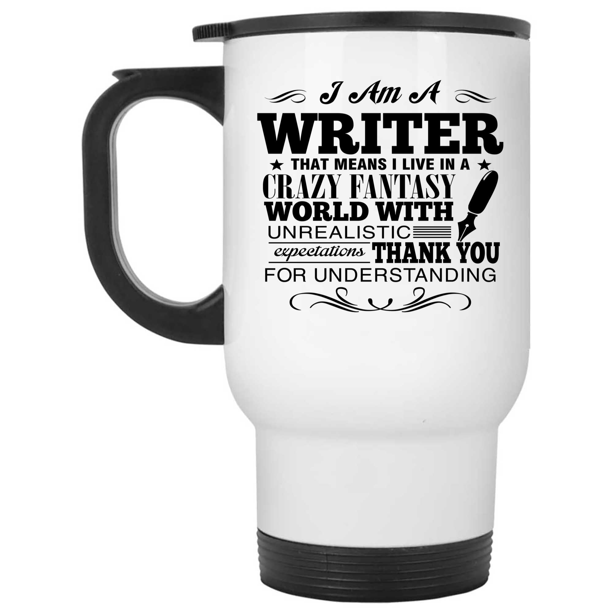 Skitongifts Funny Ceramic Novelty Coffee Mug Writer I'm A Writer Live In A Crazy Fantasy World ANyshJC