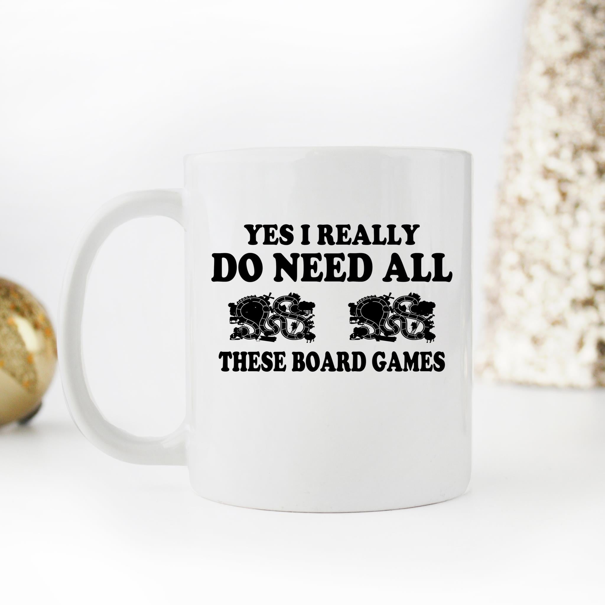 Skitongifts Funny Ceramic Novelty Coffee Mug Yes I Really Do Need All These Board Games i6N75oy