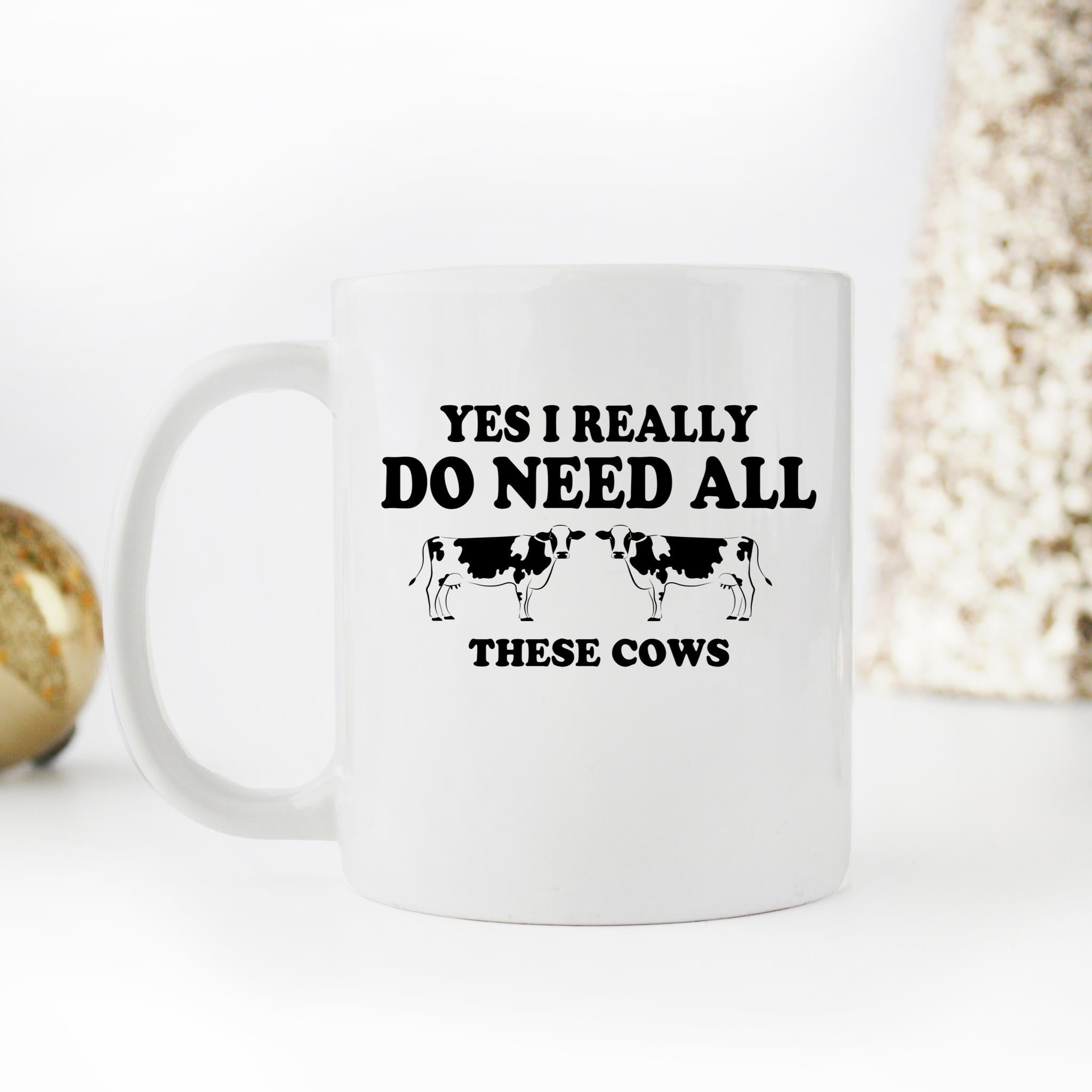 Skitongifts Funny Ceramic Novelty Coffee Mug Yes I Really Do Need All These Cows UDIYqpZ
