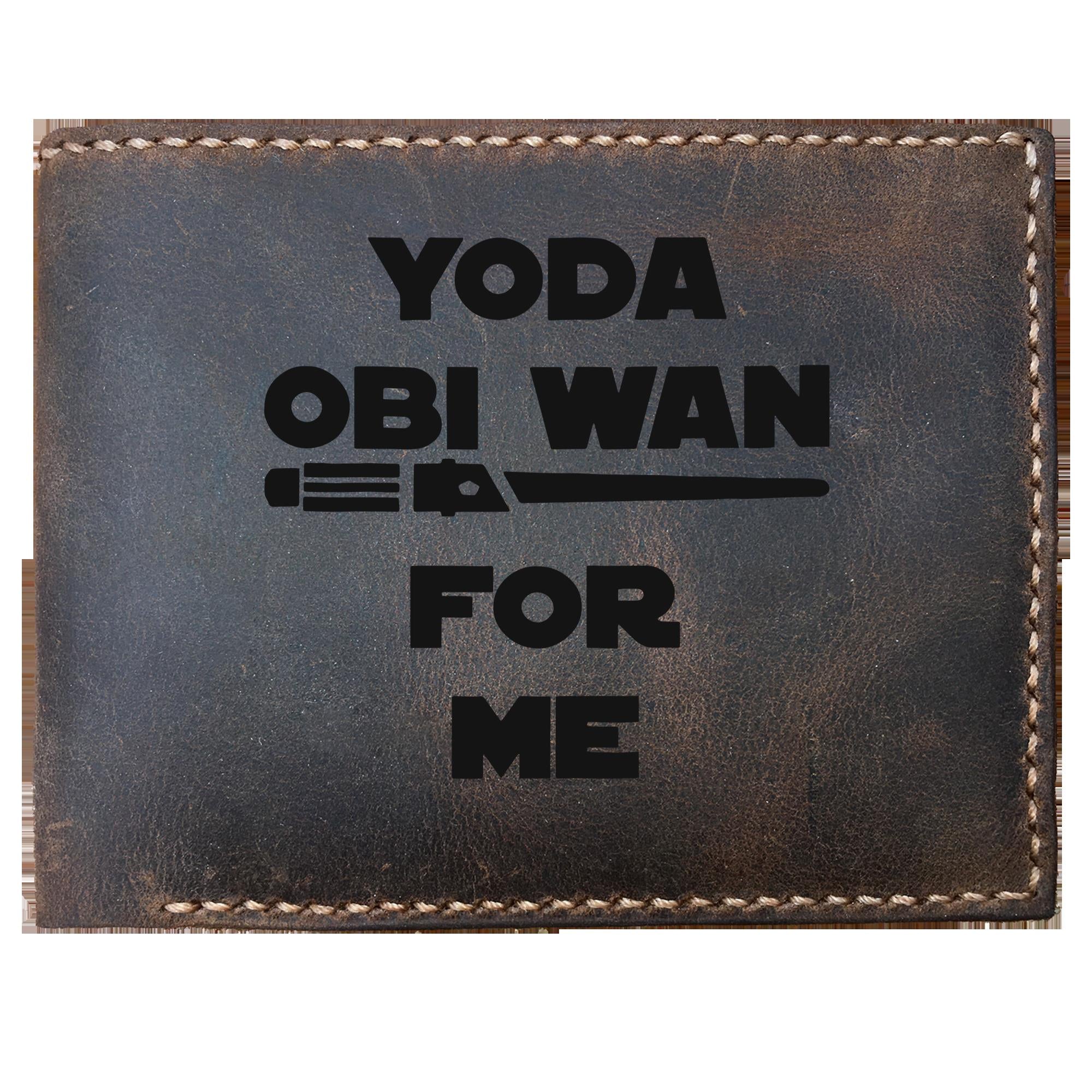 Skitongifts Funny Custom Laser Engraved Bifold Leather Wallet For Men, Yo-Da Oni Wan For Me Funny