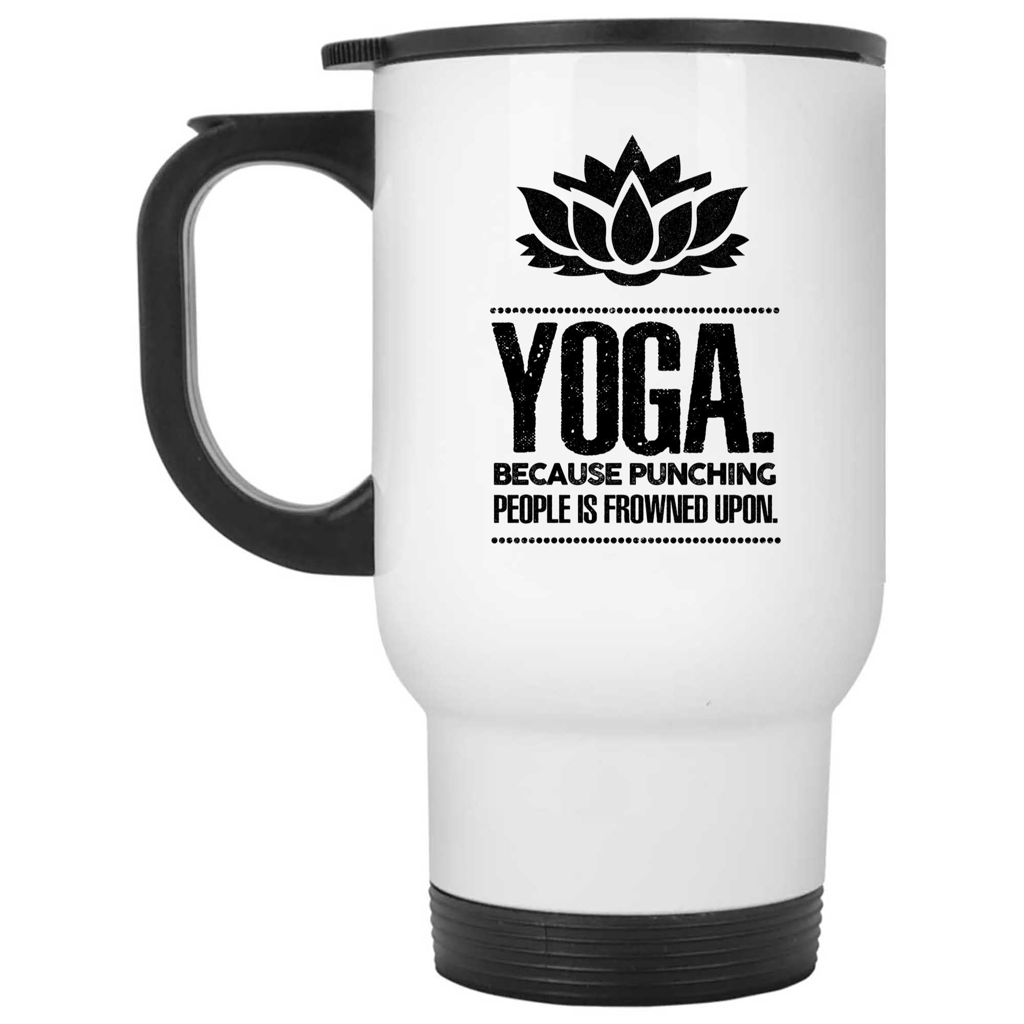 Skitongifts Funny Ceramic Novelty Coffee Mug Yoga Because Punching People Is Frowned Upon lVzOh9E