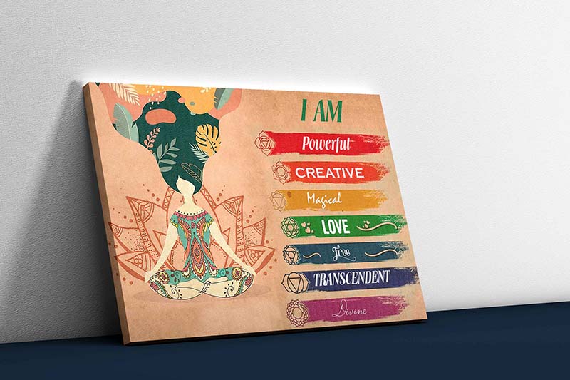 Skitongifts Wall Decoration, Home Decor, Decoration Room Yoga Gift Yoga I Am Powerful Creative Magical Love Free Transcendent Divine TT0503