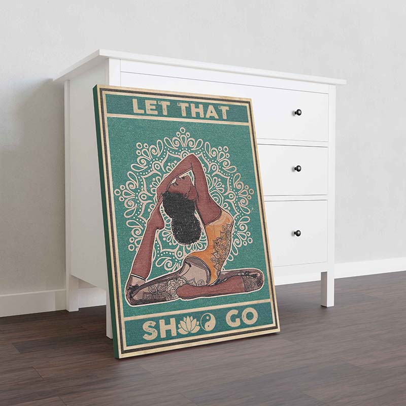 Skitongifts Wall Decoration, Home Decor, Decoration Room Yoga Girl Let That Sh T Go Vintage Namaste Mandala Pattern Rose-TT1311