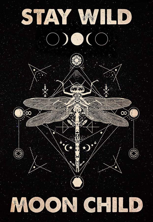 Yoga Stay Wild Moon Child Dragonfly Vintage MH1609