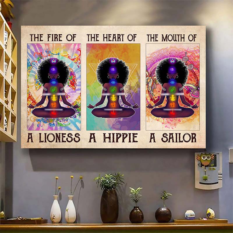 Skitongift Wall Decoration, Home Decor, Decoration Room Yoga hippie the fire of a liones-VT1105