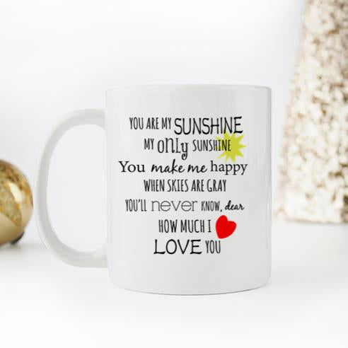 Skitongifts Funny Ceramic/Stainless Novelty Coffee Mug You Are My Sunshine Word Art Typography rpcevmI