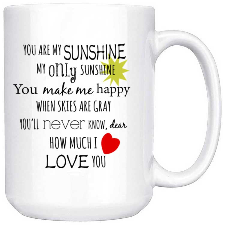 Skitongifts Funny Ceramic/Stainless Novelty Coffee Mug You Are My Sunshine Word Art Typography rpcevmI
