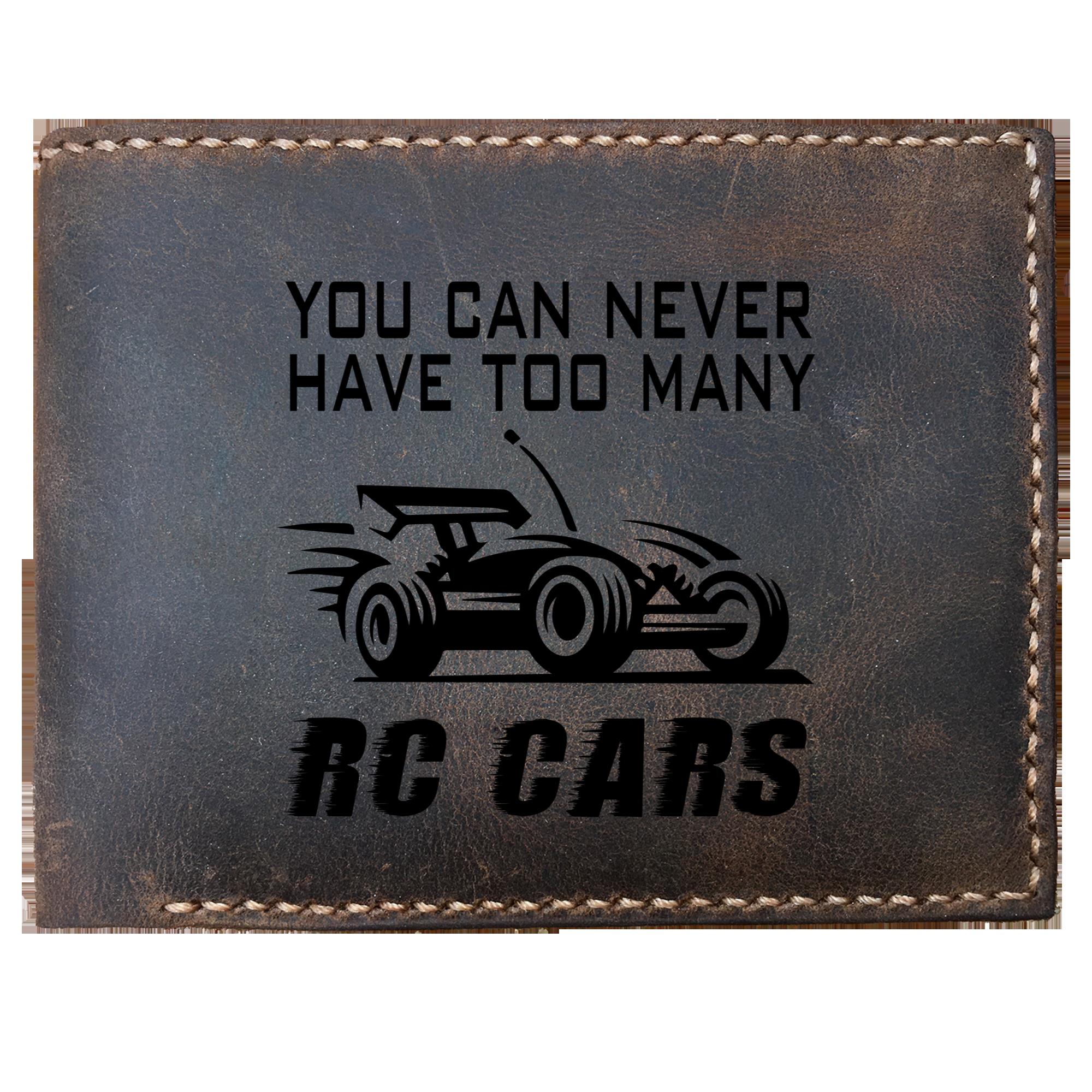 Skitongifts Funny Custom Laser Engraved Bifold Leather Wallet For Men, You Can Never Have Too Many Rc Car