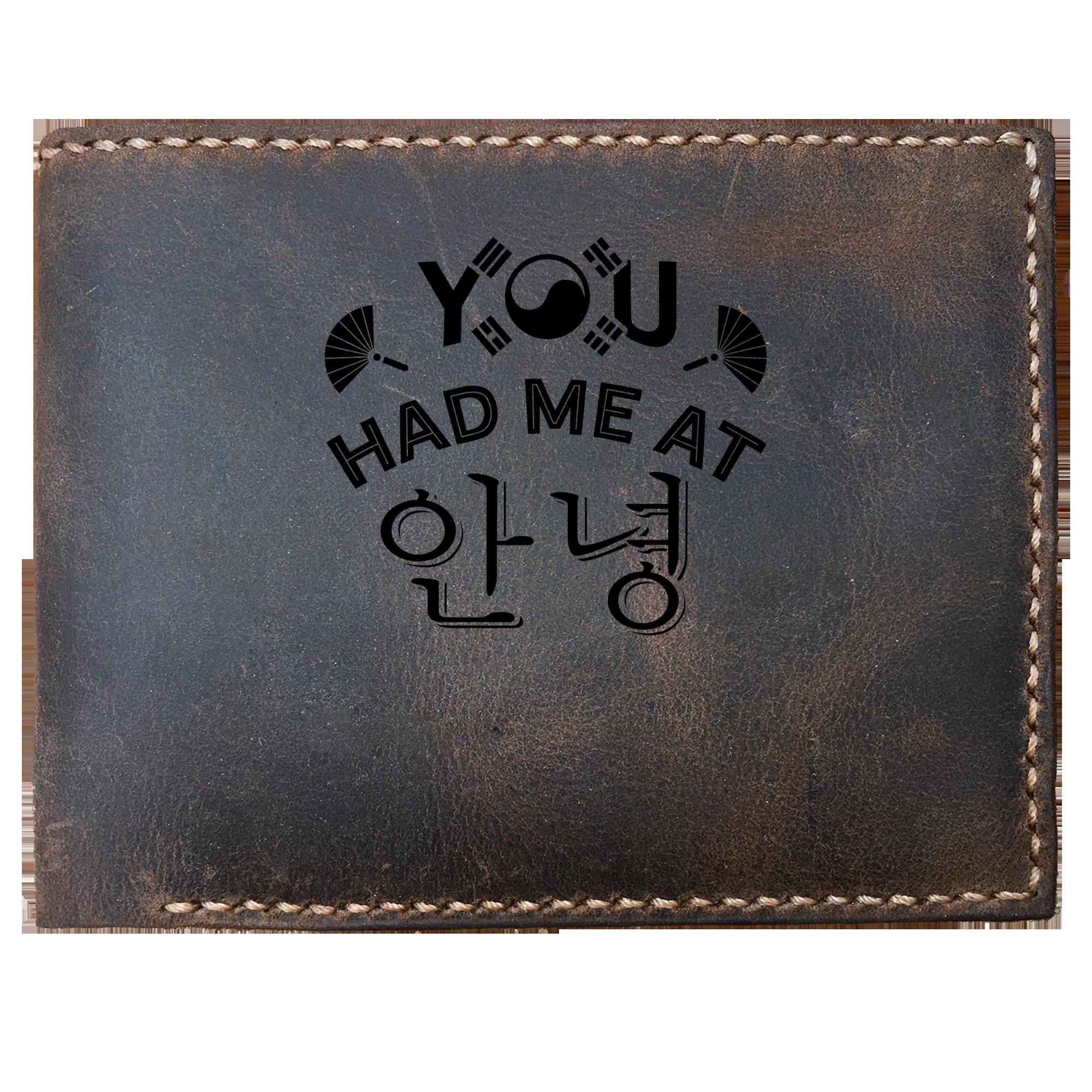 Skitongifts Funny Custom Laser Engraved Bifold Leather Wallet For Men, You Had Me At