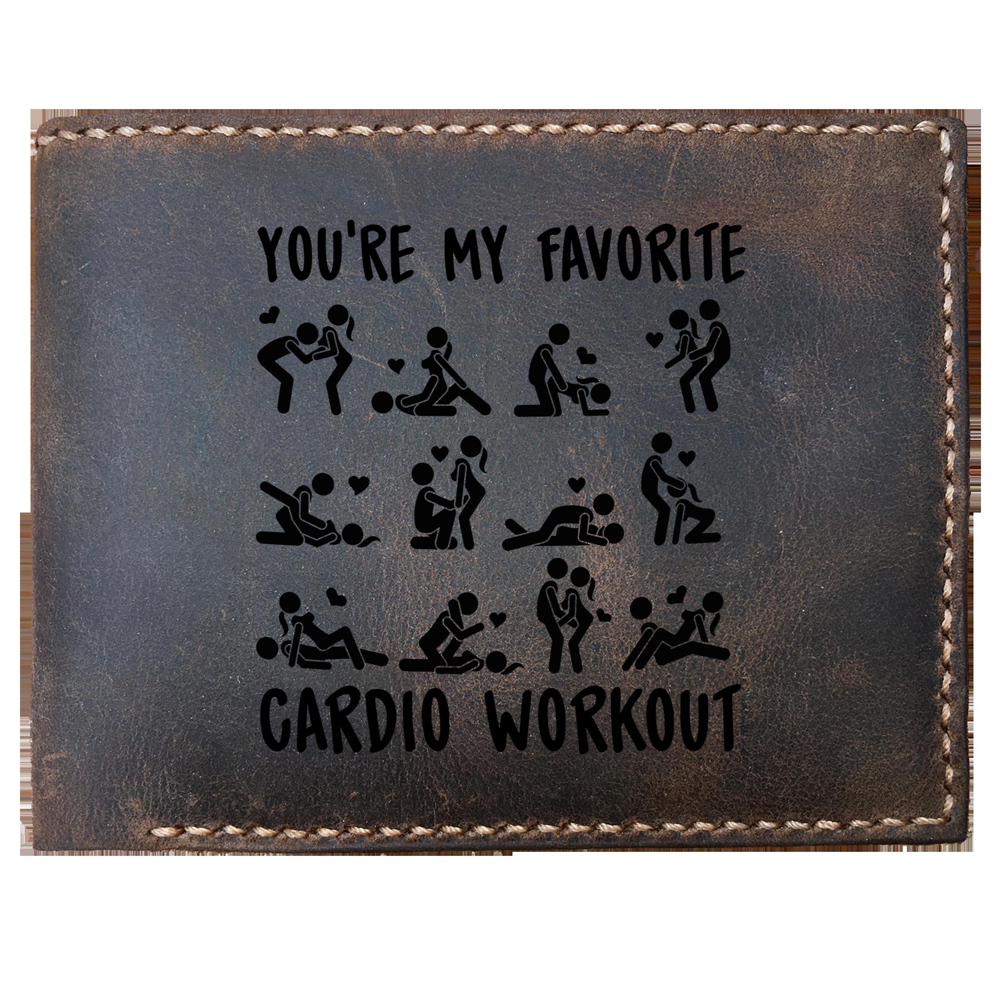 Funny Skitongifts Custom Laser Engraved Bifold Leather Wallet Vintage You're My Favorite Cardio Workout