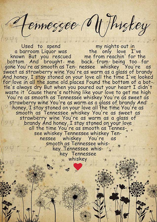 You're As Smooth As Tennessee Whiskey Lyrics Song TT1609
