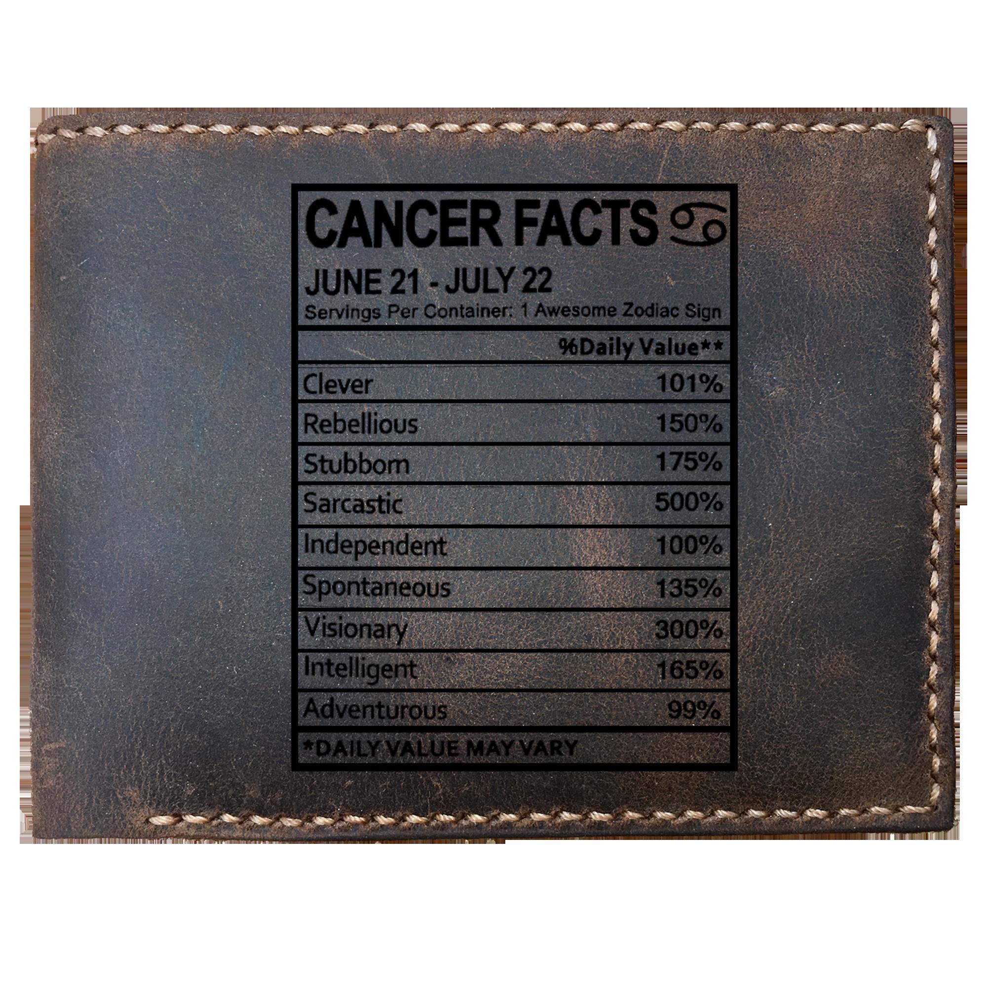 Skitongifts Funny Custom Laser Engraved Bifold Leather Wallet For Men, Zodiac Sign Cancer Nutritional Facts