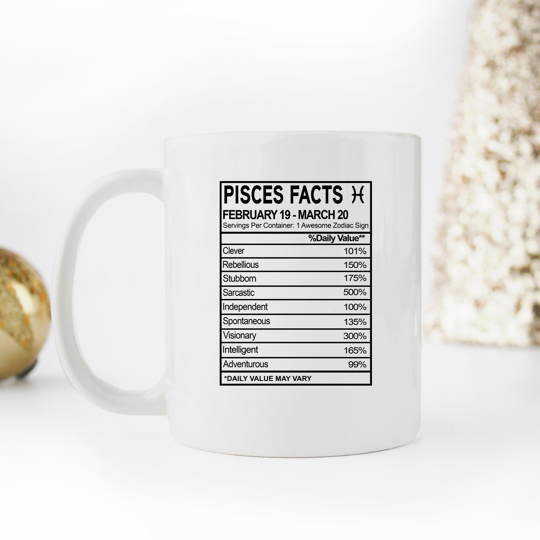 Skitongifts Funny Ceramic Novelty Coffee Mug Zodiac Sign Pisces Nutritional Facts Label Qrrc2LV