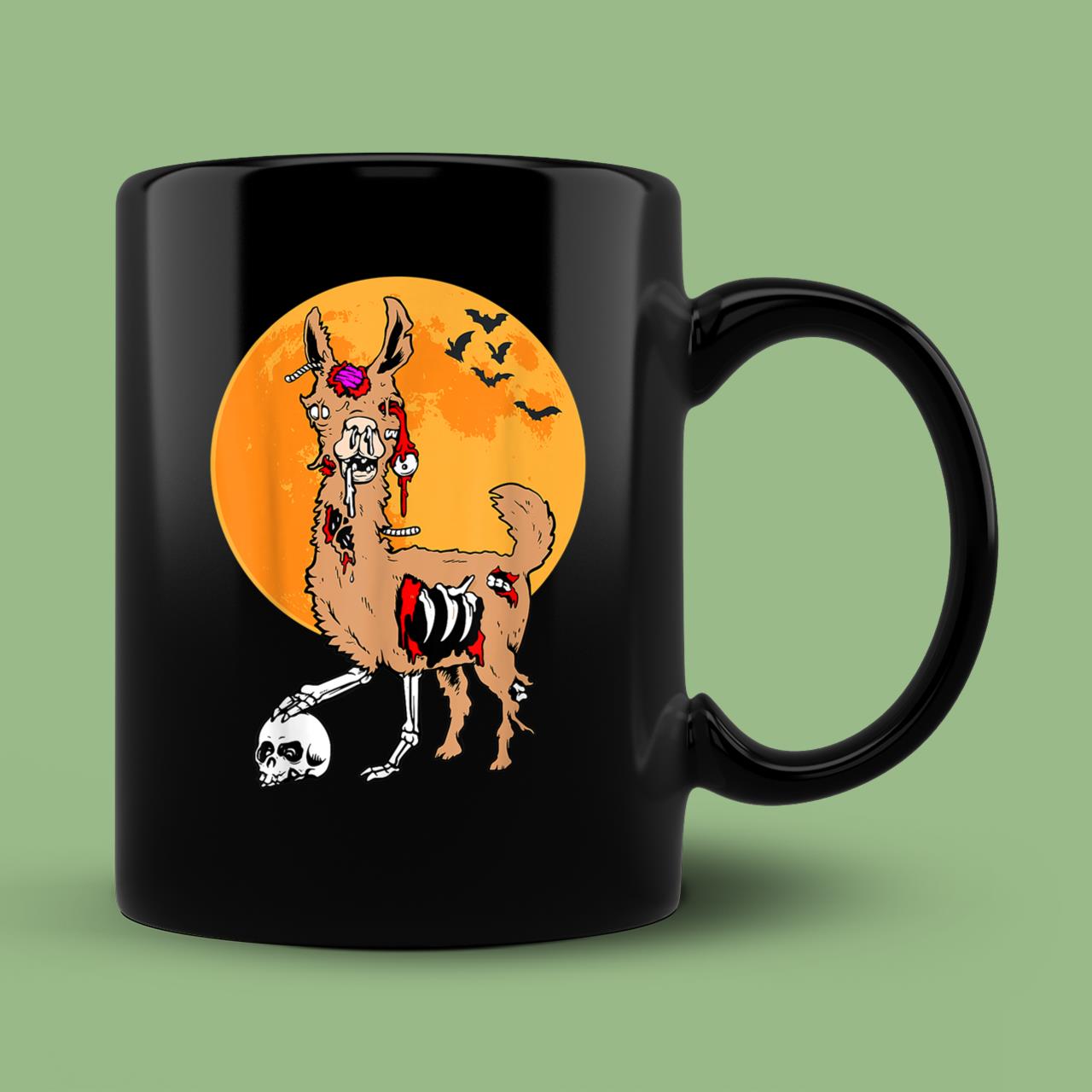 Skitongift Spooky Ceramic Novelty Coffee Mug Zombie Llama Funny Halloween Costume Mug