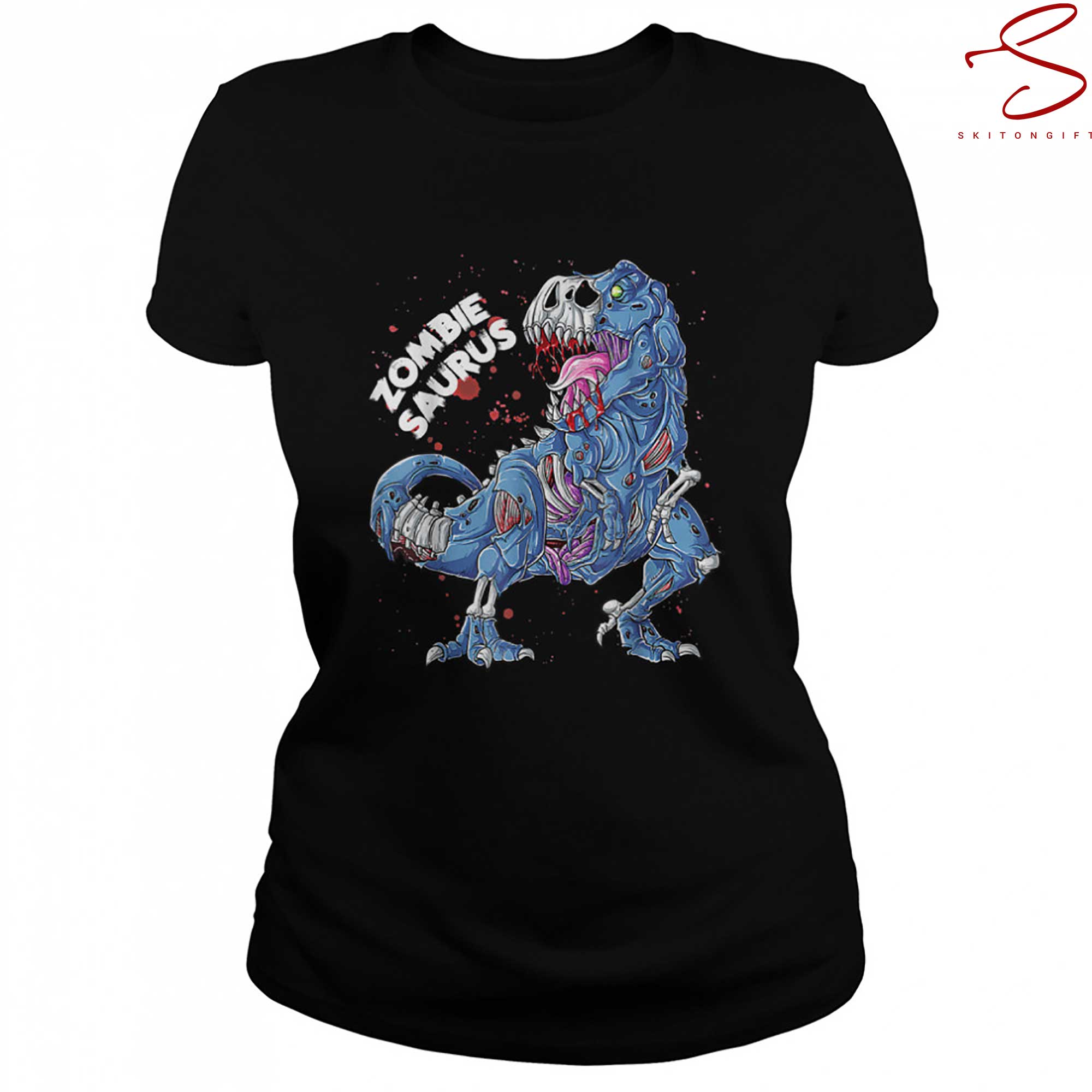Skitongift Zombie Saurus T Rex Halloween Trick Or Treat Costume T Shirt