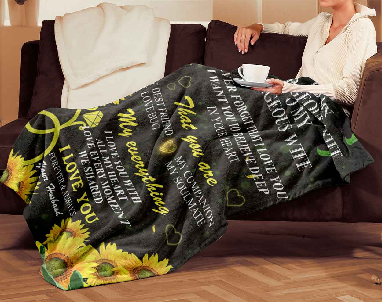 Skitongifts Blanket For Sofa Throws, Bed Throws blanket - Husband To My Gorgeous Wife, Sunflower Never Forget That, You Are My Everything Great-TT2501