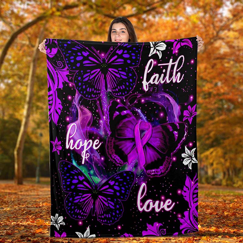 Skitongifts Blanket For Sofa Throws, Bed Throws blanket - Suicide Prevention Butterfly Faith Hope Love-TT1901