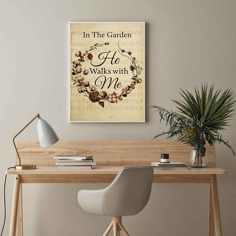 Skitongifts Wall Decoration, Home Decor, Decoration Room in The Garden He Walks with Me-TT2803