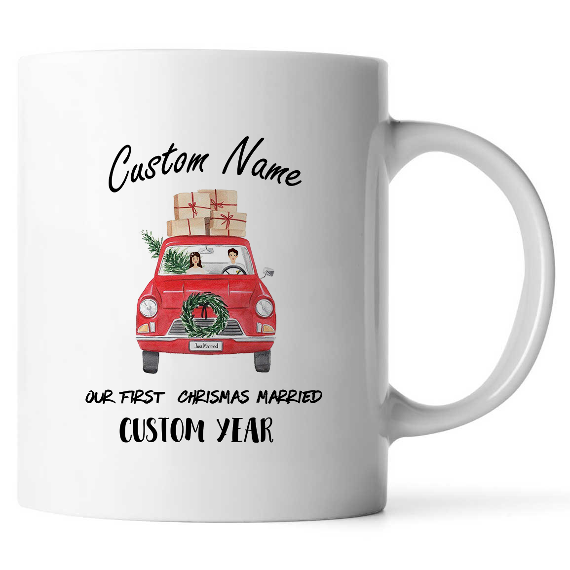 Personalized Christmas Name and Initial Mug, Custom Name Mug